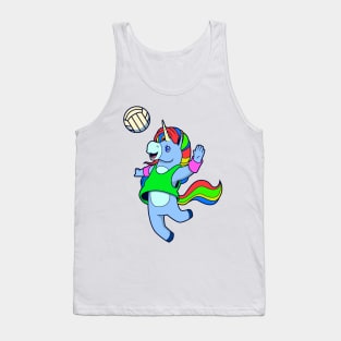 Comic unicorn playing volleyball Tank Top